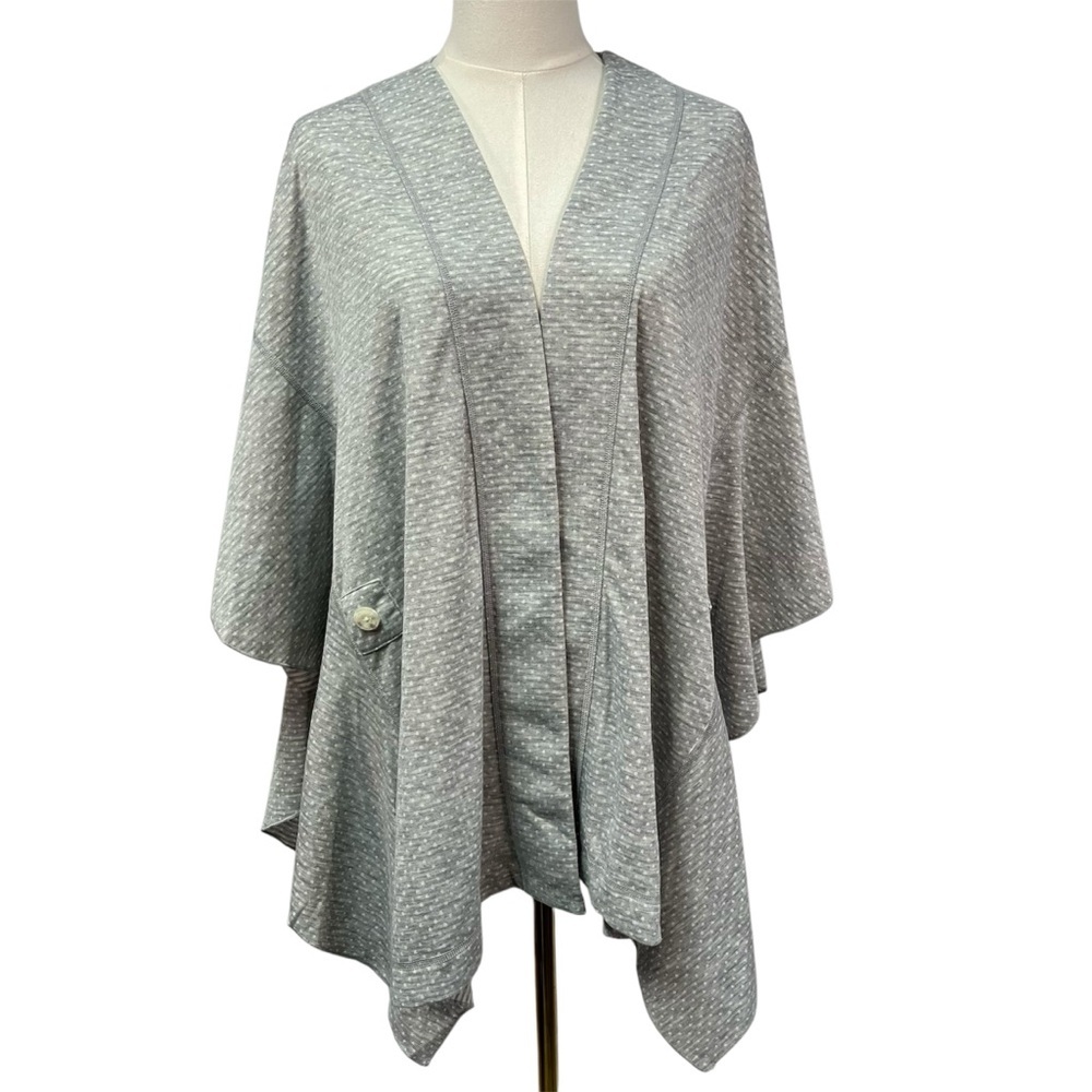 Cabi ATC Reversible Cape XS/S Gray White Travel Lounge wear cotton poncho Spring